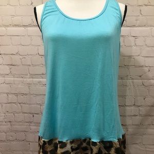 Turquoise Leopard Ruffle Top